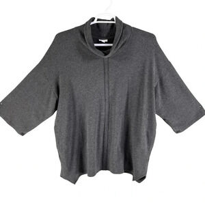 J Jill PURE JILL Womens L RELAXED KNIT 147021 Dark Charcoal Heather PONCHO Tunic